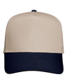Valucap Five - Panel Twill Cap - Valucap 8869 Khaki/ Navy Adjustable Hats