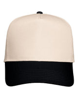 Valucap Five - Panel Twill Cap - Valucap 8869 Natural/ Black Adjustable Hats