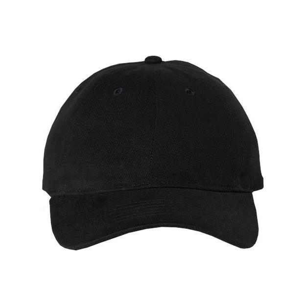Valucap Heavy Brushed Twill Unstructured Cap - Valucap 9610 Black Adjustable Hats