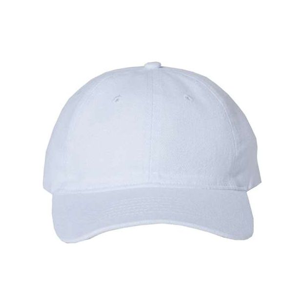 Valucap Heavy Brushed Twill Unstructured Cap - Valucap 9610 White Adjustable Hats