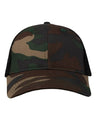 Valucap Mesh - Back Twill Trucker Cap - Valucap VC400 Camo/ Black Adjustable Hats