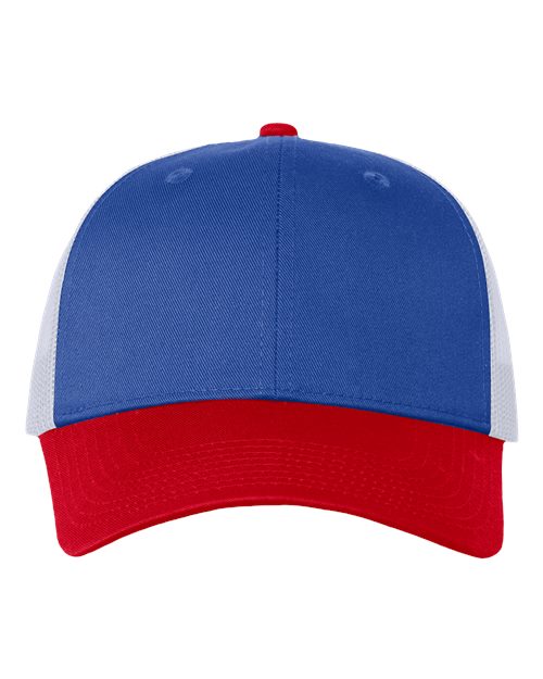 Valucap Mesh - Back Twill Trucker Cap - Valucap VC400 Royal/ White/ Red Adjustable Hats