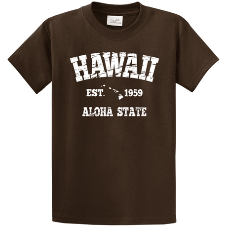 Vintage Hawaiian Islands Tee's in 42 Colors and Regular, Big and Tall Sizes 1959 Pale Pink / White logo Small Short Sleeve T-Shirts