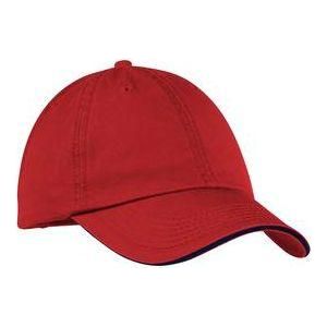 Washed Twill Sandwich Bill Cap Red/Navy Hats