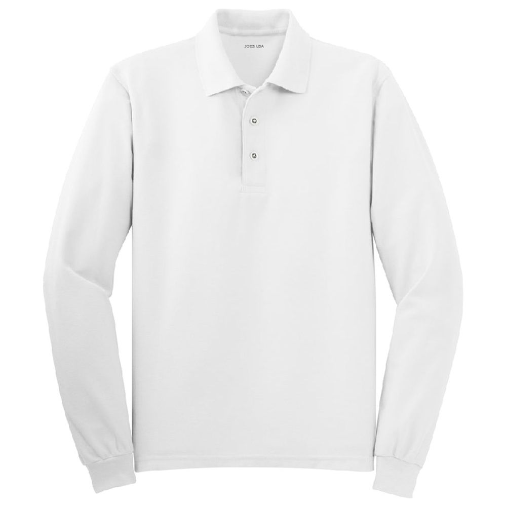 Mens Long Sleeve Silk Touch Polo Joe's USA X-Small White