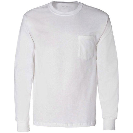 Mens TALL Long Sleeve Essential T-Shirt with Pocket Joe's USA Large Tall White