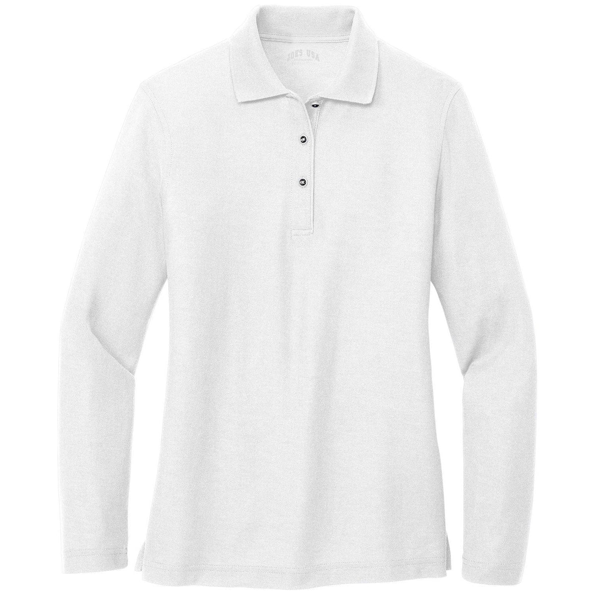 Ladies Long Sleeve Silk Touch Polo Women's Joe's USA X-Small White