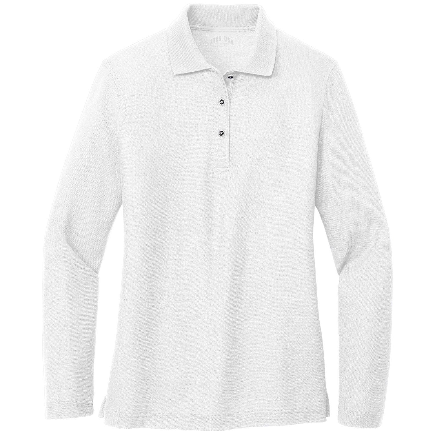 Ladies Long Sleeve Silk Touch Polo Women's Joe's USA X-Small White