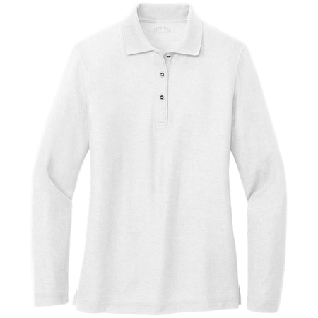 Ladies Long Sleeve Silk Touch Polo Women's Joe's USA X-Small White