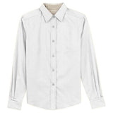 Ladies Long Sleeve Easy Care Shirt-White/LightStone Joe's USA White / Light Stone X-Small