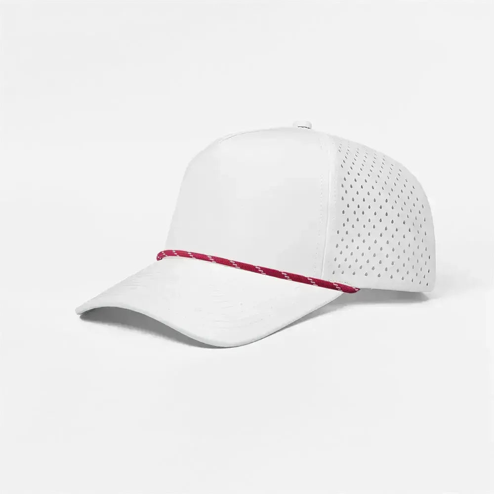 Joe's USA 5-Panel Rope Golf Hat | Water-Repellent Perforated Snapback Cap