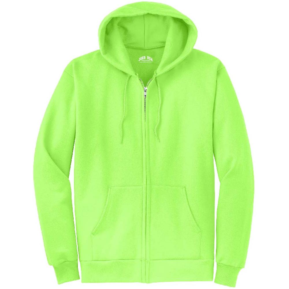 Wholesale Mens Heavy Blend Full - Zip Hooded Sweatshirt Neon Green S Zip Hoodies