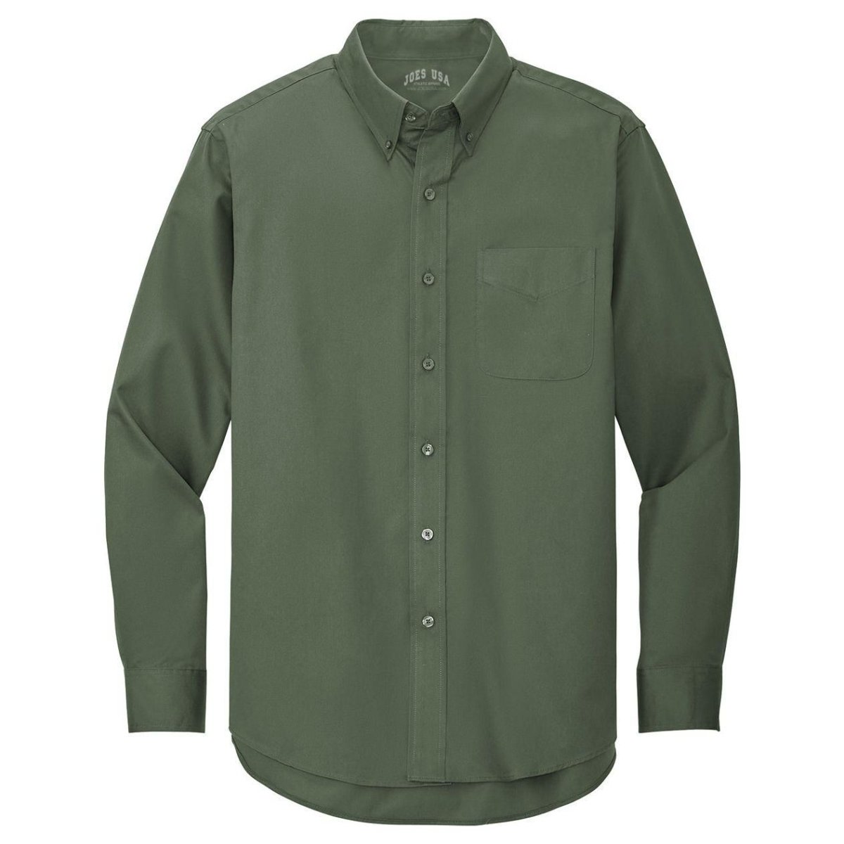 Wholesale Men’s Long - Sleeve Easy - Care Button - Up Shirt | Wrinkle - Resistant Uniform for Restaurants, Offices & Schools Clover Green Small Woven Shirts