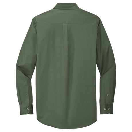 Wholesale Men’s Long - Sleeve Easy - Care Button - Up Shirt | Wrinkle - Resistant Uniform for Restaurants, Offices & Schools Clover Green Small Woven Shirts