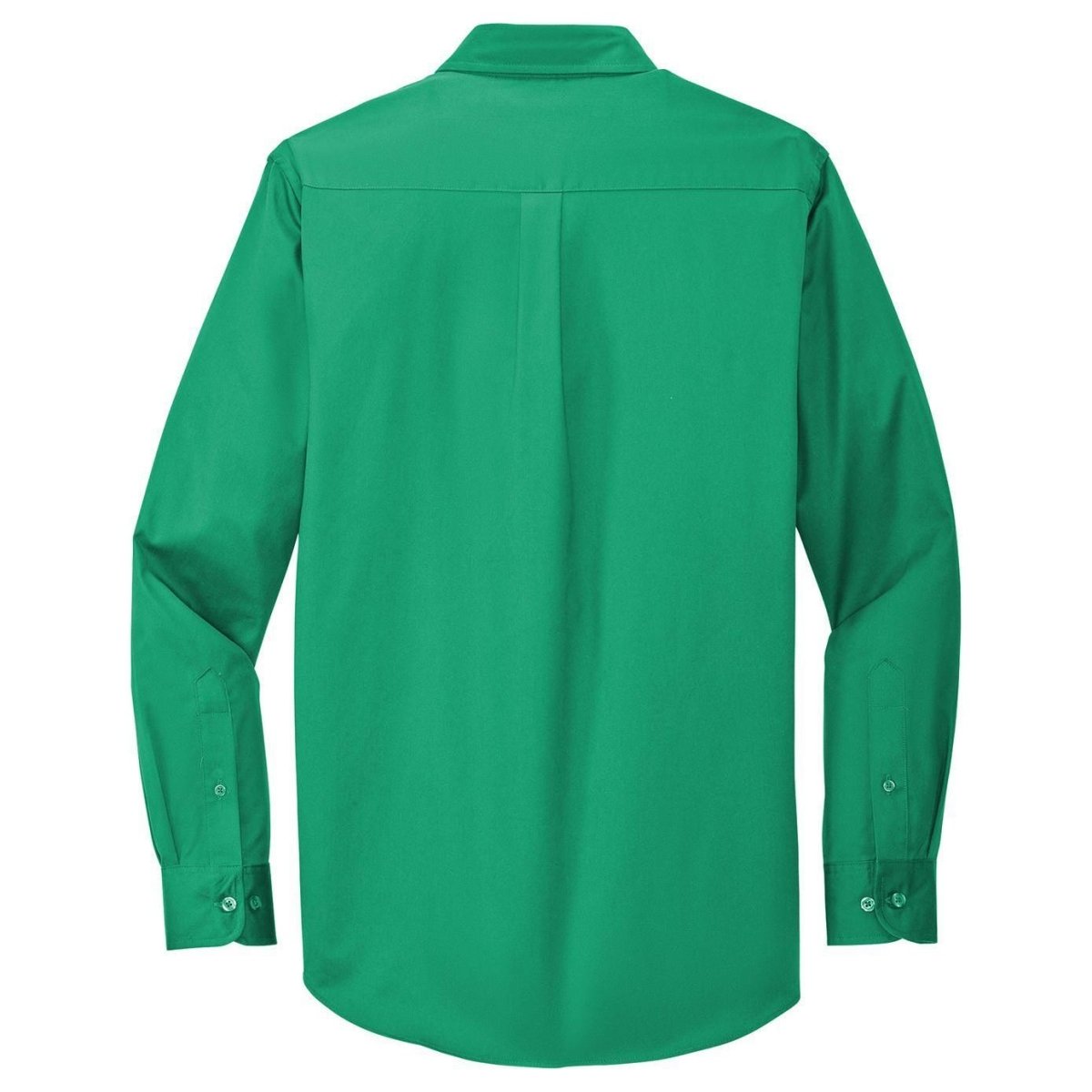 Wholesale Men’s Long - Sleeve Easy - Care Button - Up Shirt | Wrinkle - Resistant Uniform for Restaurants, Offices & Schools Clover Green Small Woven Shirts