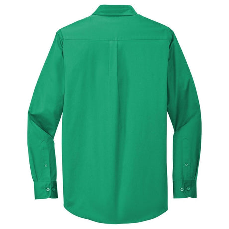 Wholesale Men’s Long - Sleeve Easy - Care Button - Up Shirt | Wrinkle - Resistant Uniform for Restaurants, Offices & Schools Clover Green Small Woven Shirts