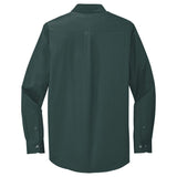 Wholesale Men’s Long - Sleeve Easy - Care Button - Up Shirt | Wrinkle - Resistant Uniform for Restaurants, Offices & Schools Dark Green / Navy Small Woven Shirts