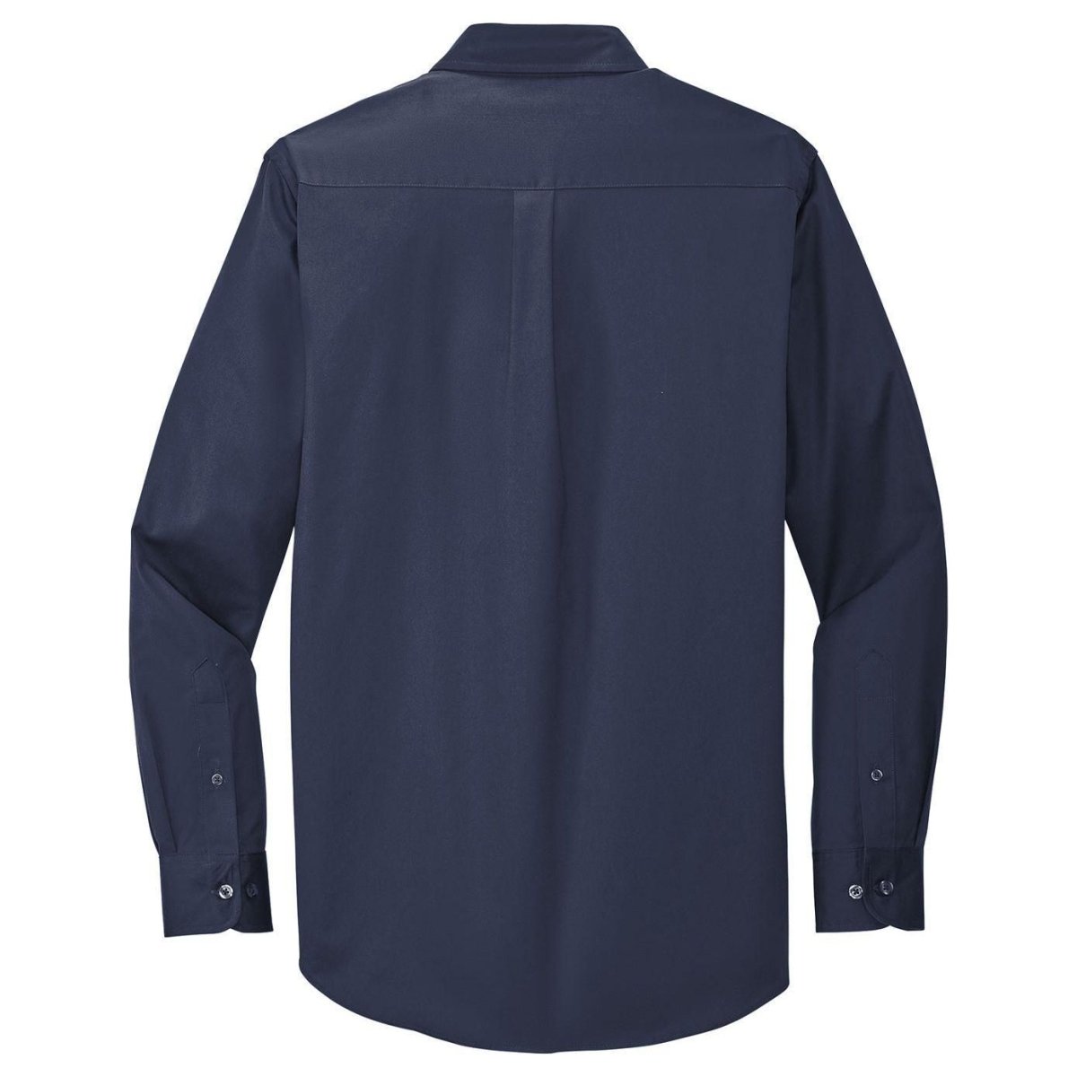 Wholesale Men’s Long - Sleeve Easy - Care Button - Up Shirt | Wrinkle - Resistant Uniform for Restaurants, Offices & Schools Navy / Light Stone Small Woven Shirts