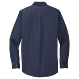 Wholesale Men’s Long - Sleeve Easy - Care Button - Up Shirt | Wrinkle - Resistant Uniform for Restaurants, Offices & Schools Navy / Light Stone Small Woven Shirts