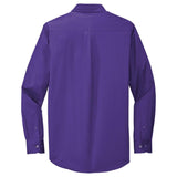 Wholesale Men’s Long - Sleeve Easy - Care Button - Up Shirt | Wrinkle - Resistant Uniform for Restaurants, Offices & Schools Purple / Light Stone Small Woven Shirts