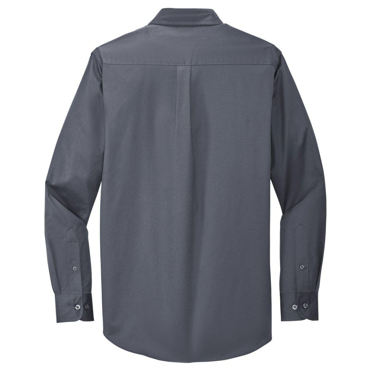 Wholesale Men’s Long - Sleeve Easy - Care Button - Up Shirt | Wrinkle - Resistant Uniform for Restaurants, Offices & Schools Steel Grey / Light Stone Small Woven Shirts