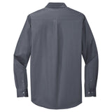 Wholesale Men’s Long - Sleeve Easy - Care Button - Up Shirt | Wrinkle - Resistant Uniform for Restaurants, Offices & Schools Steel Grey / Light Stone Small Woven Shirts