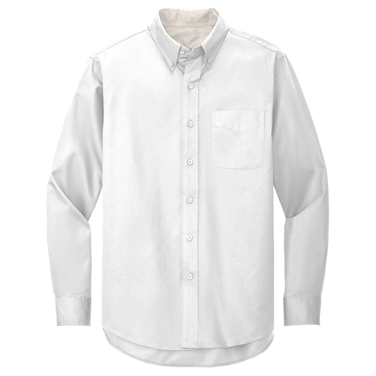 Wholesale Men’s Long - Sleeve Easy - Care Button - Up Shirt | Wrinkle - Resistant Uniform for Restaurants, Offices & Schools White / Light Stone Small Woven Shirts