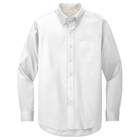 Wholesale Men’s Long - Sleeve Easy - Care Button - Up Shirt | Wrinkle - Resistant Uniform for Restaurants, Offices & Schools White / Light Stone Small Woven Shirts