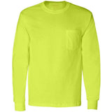 Wholesale Men’s Long Sleeve Pocket T-Shirt Small Safety Green (50/50 Cotton Poly) Short Sleeve T-Shirts