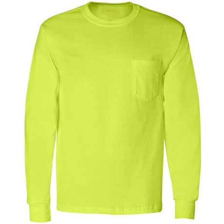 Wholesale Men’s Long Sleeve Pocket T-Shirt Small Safety Green (50/50 Cotton Poly) Short Sleeve T-Shirts
