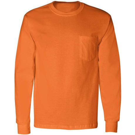 Wholesale Men’s Long Sleeve Pocket T-Shirt Small Safety Orange (50/50 Cotton Poly) Short Sleeve T-Shirts