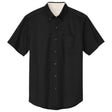 Wholesale Men’s Short - Sleeve Easy - Care Button - Up Shirt | Professional Uniform Shirt for Offices, Restaurants & Schools Black / Light Stone Small Woven Shirts