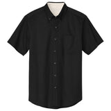 Wholesale Men’s Short - Sleeve Easy - Care Button - Up Shirt | Professional Uniform Shirt for Offices, Restaurants & Schools Black / Light Stone Small Woven Shirts