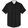 Wholesale Men’s Short - Sleeve Easy - Care Button - Up Shirt | Professional Uniform Shirt for Offices, Restaurants & Schools Black / Light Stone Small Woven Shirts