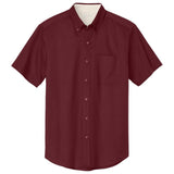 Wholesale Men’s Short - Sleeve Easy - Care Button - Up Shirt | Professional Uniform Shirt for Offices, Restaurants & Schools Burgundy / Light Stone Small Woven Shirts