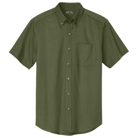 Wholesale Men’s Short - Sleeve Easy - Care Button - Up Shirt | Professional Uniform Shirt for Offices, Restaurants & Schools Clover Green Small Woven Shirts