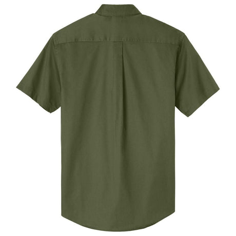 Wholesale Men’s Short - Sleeve Easy - Care Button - Up Shirt | Professional Uniform Shirt for Offices, Restaurants & Schools Clover Green Small Woven Shirts