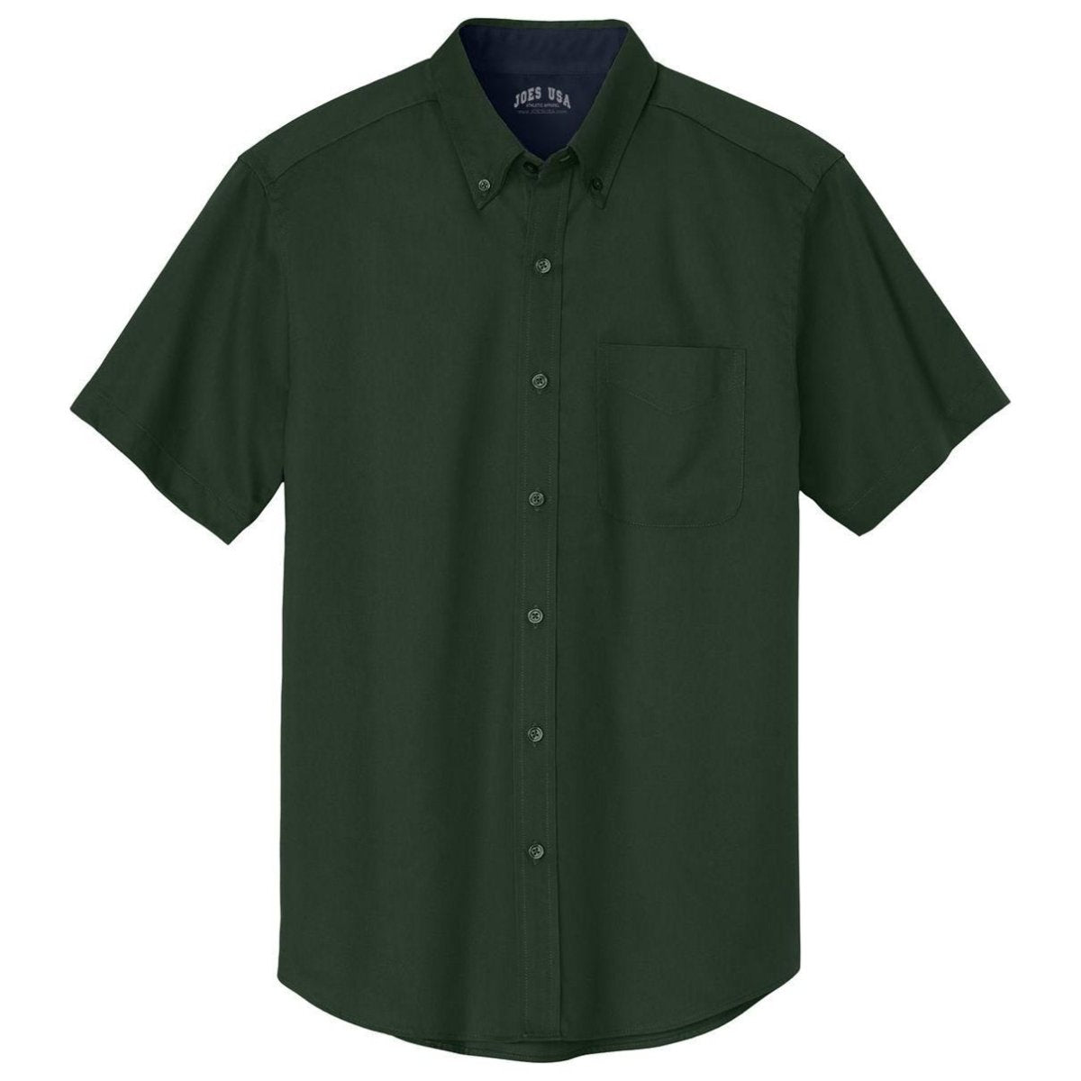 Wholesale Men’s Short - Sleeve Easy - Care Button - Up Shirt | Professional Uniform Shirt for Offices, Restaurants & Schools Dark Green / Navy Small Woven Shirts