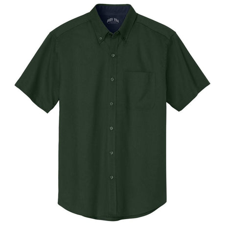Wholesale Men’s Short - Sleeve Easy - Care Button - Up Shirt | Professional Uniform Shirt for Offices, Restaurants & Schools Dark Green / Navy Small Woven Shirts