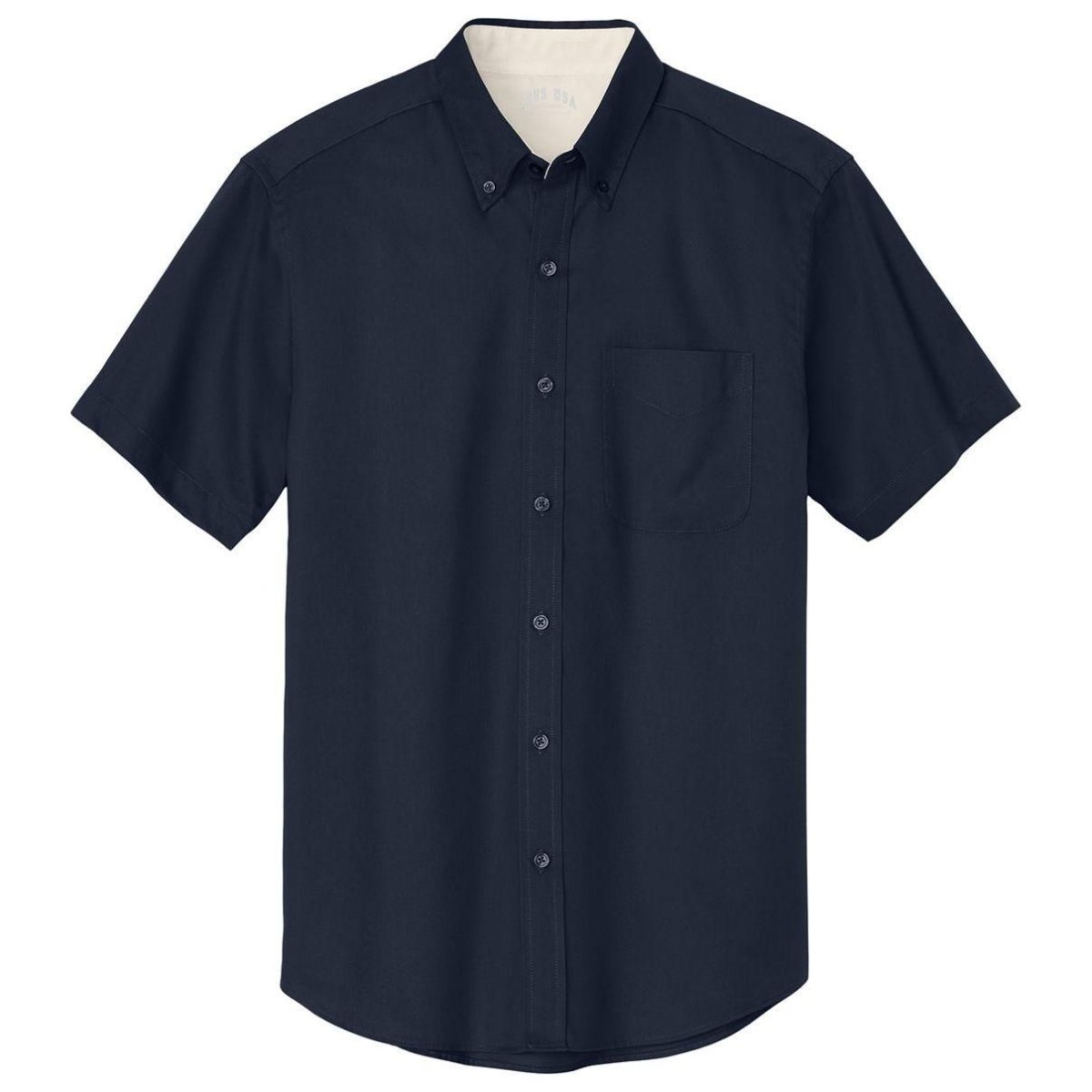 Wholesale Men’s Short - Sleeve Easy - Care Button - Up Shirt | Professional Uniform Shirt for Offices, Restaurants & Schools Navy / Light Stone Small Woven Shirts