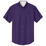 Wholesale Men’s Short - Sleeve Easy - Care Button - Up Shirt | Professional Uniform Shirt for Offices, Restaurants & Schools Purple / Light Stone Small Woven Shirts