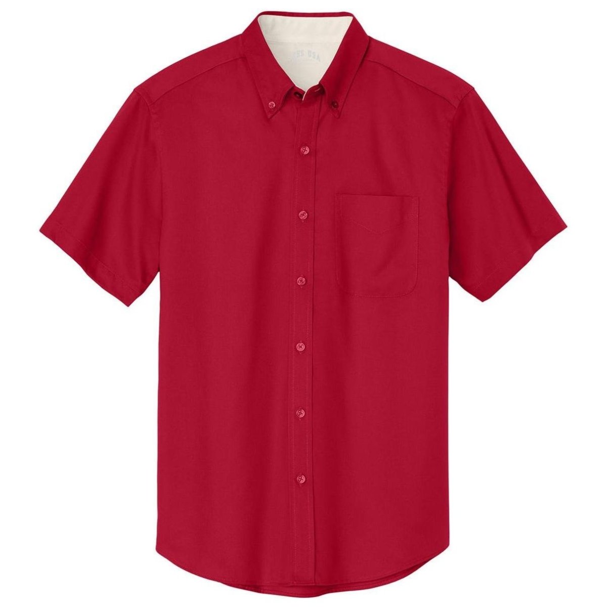 Wholesale Men’s Short - Sleeve Easy - Care Button - Up Shirt | Professional Uniform Shirt for Offices, Restaurants & Schools Red / Light Stone Small Woven Shirts