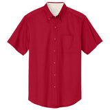 Wholesale Men’s Short - Sleeve Easy - Care Button - Up Shirt | Professional Uniform Shirt for Offices, Restaurants & Schools Red / Light Stone Small Woven Shirts