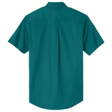 Wholesale Men’s Short - Sleeve Easy - Care Button - Up Shirt | Professional Uniform Shirt for Offices, Restaurants & Schools Teal Green Small Woven Shirts