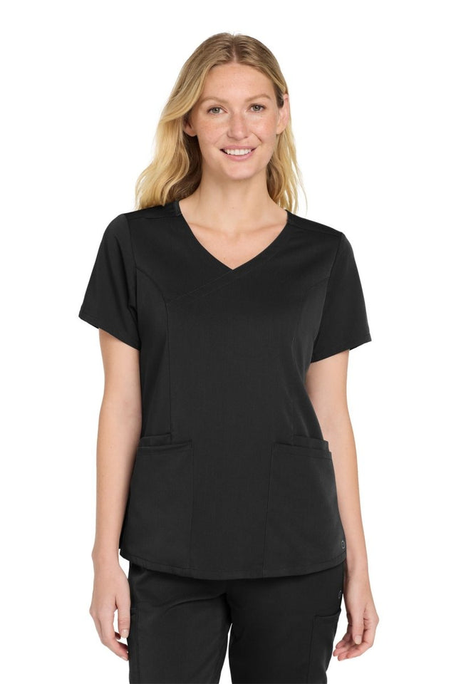 Wink ® Women's Premiere Flex ™ Mock Wrap Top WW4268 - Wink WW4268 Black XS Women's Scrub Tops