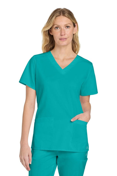 Wink ® Women's WorkFlex V - Neck Top WW4560 - Wink WW4560 Teal Blue XS Women's Scrub Tops