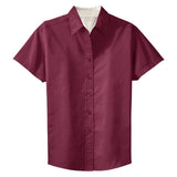 Womens Short Sleeve Wrinkle Resistant Easy Care Shirts Black / Light Stone X - Small