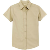 Womens Short Sleeve Wrinkle Resistant Easy Care Shirts Black / Light Stone X - Small