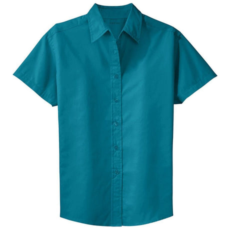 Womens Short Sleeve Wrinkle Resistant Easy Care Shirts Black / Light Stone X - Small