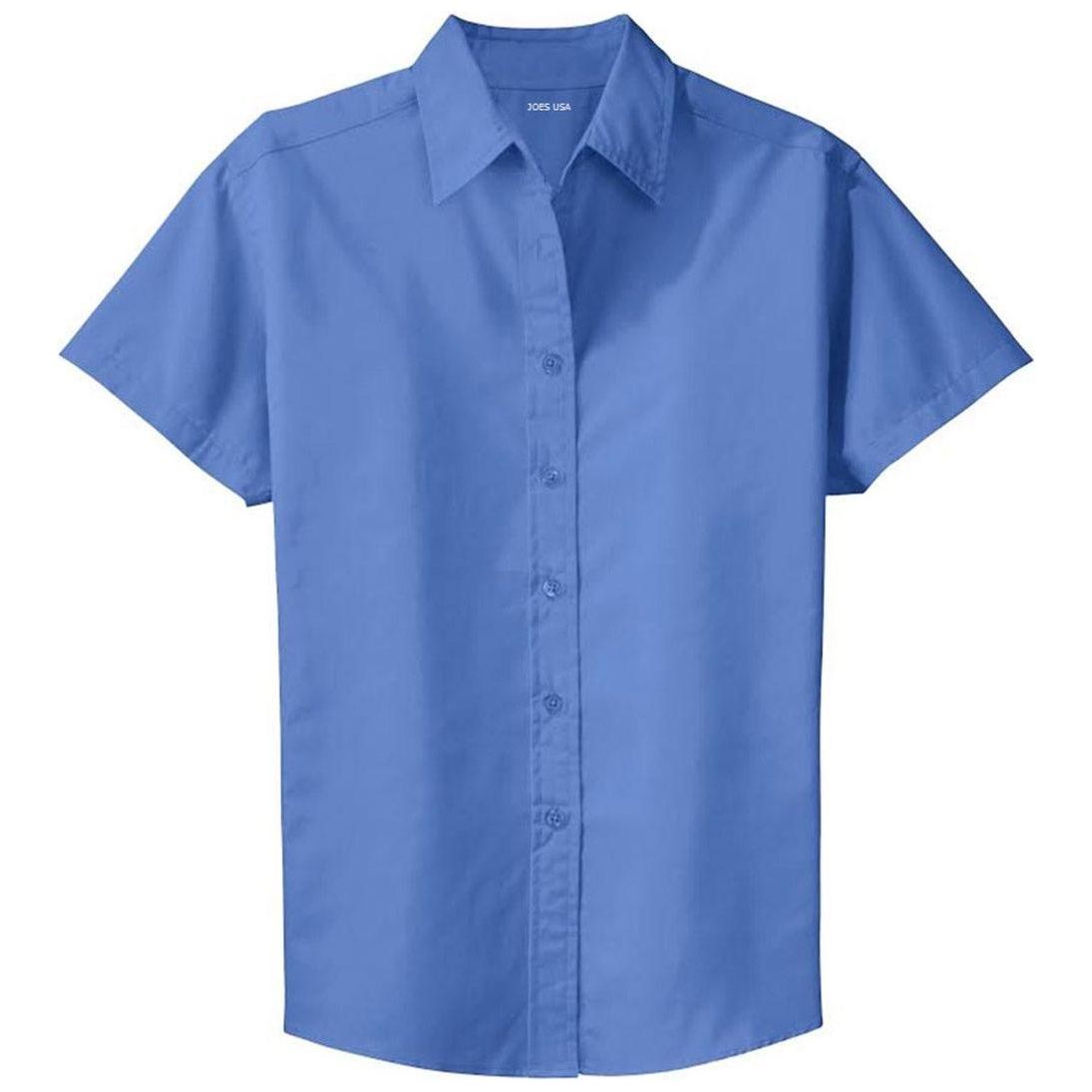 Womens Short Sleeve Wrinkle Resistant Easy Care Shirts Black / Light Stone X - Small